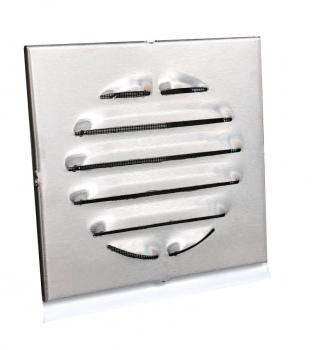 Lüftungsgitter Edelstahl Eckig mit Stutzen DN 100 mm/Länge 100 mm, Dichtung und Tropfkante